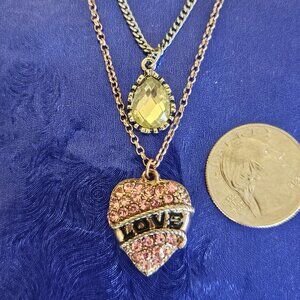 🩷🌹Betsey Johnson 2-Chain LOVE Heart Necklace - EPC🌹🩷